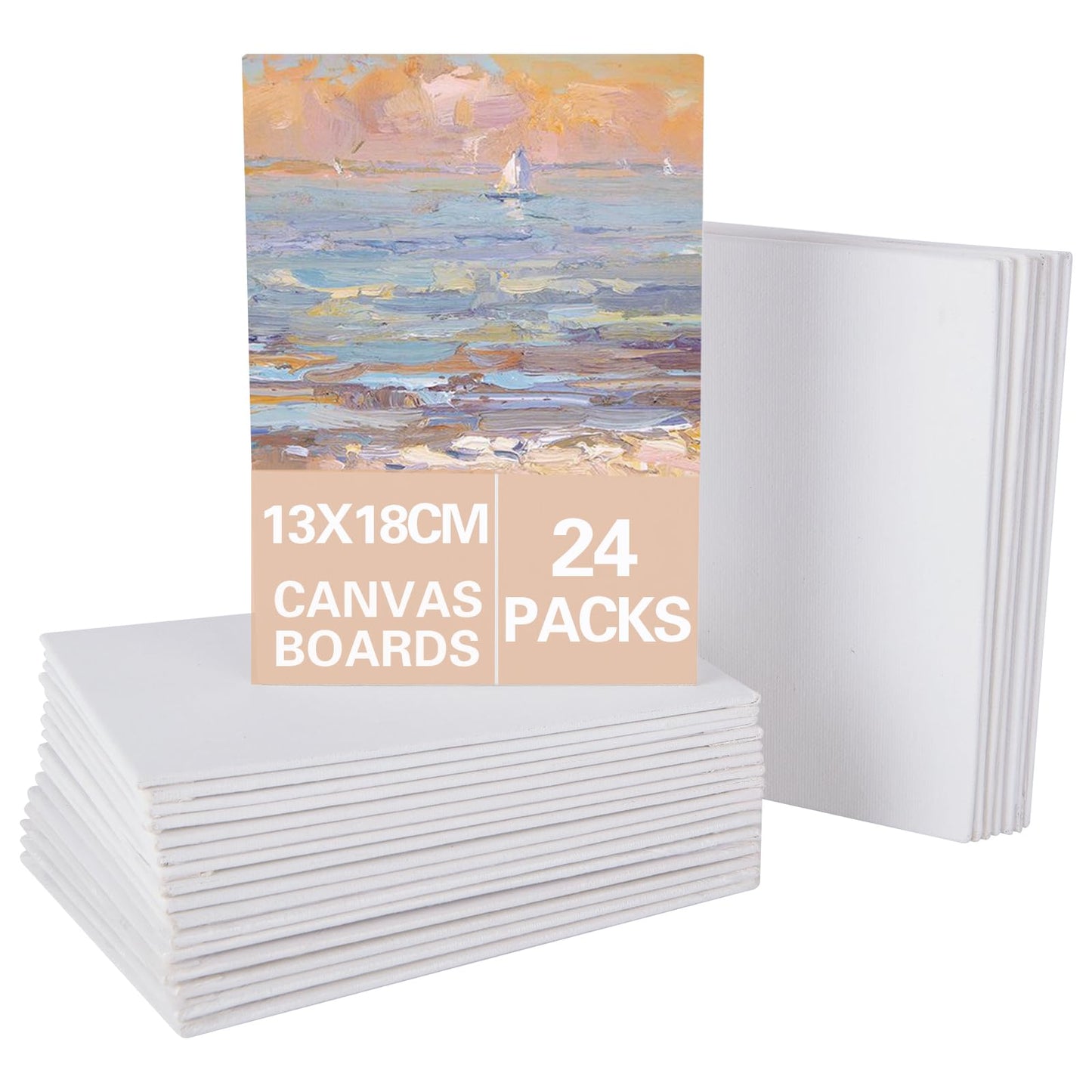 SHUESS 24 Pcs Canvas for Painting - 13 x 18 cm (5 x 7 inch) Small Canvas Panel Boards - Small Canvases for Painting - Pre Stretched Blank Art Canvases