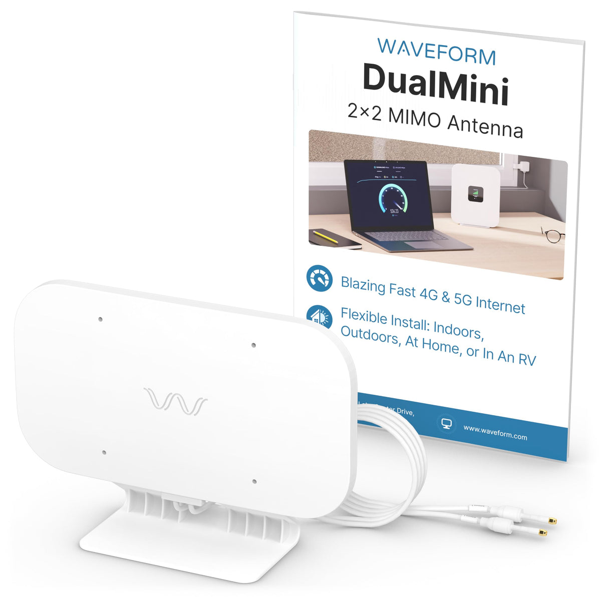 Waveform DualMini: Low-Profile 2x2 MIMO Window Antenna | Omnidirectional 4G/5G Routers & Hotspots | for Netgear M5 (MR5200) & M6 (MR6150 & MR6550),