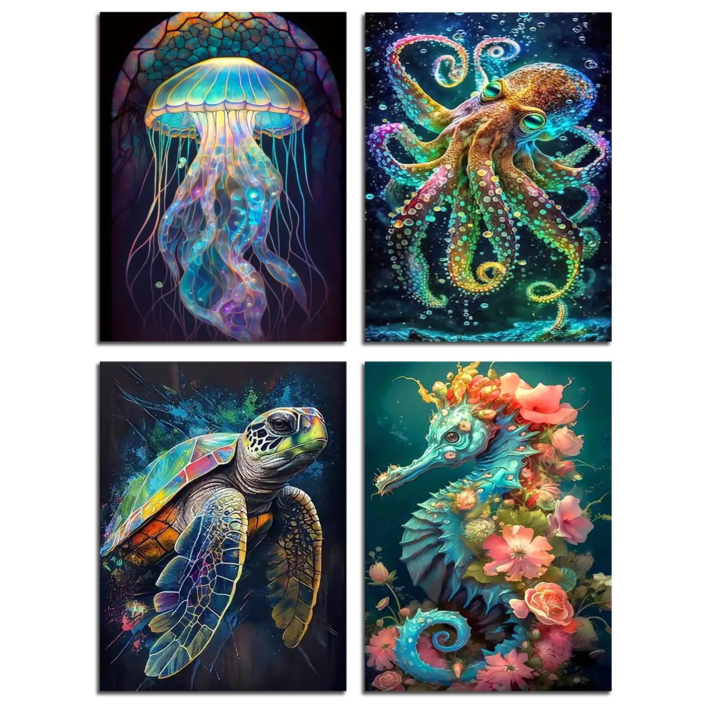 Muzagroo Art 5D Diamond Painting Kits for Adults, DIY Diamond Art Kits for Beginners, Turtle Diamond Dot Kits Gem Arts and Crafts for Living Room, Gem