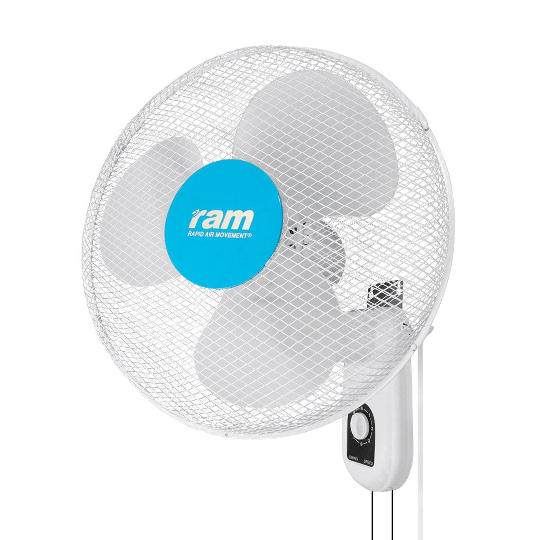 Ram 16" 400mm Wall Mounted Fan 3 Speed oscillate Hydrophonics Cooling Fan, White