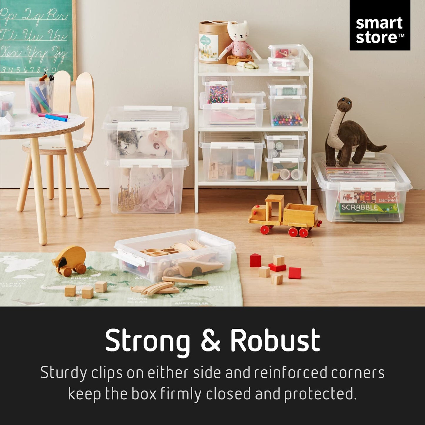 SmartStore 3.6L Small Plastic Storage Boxes With Lids - Set of 8 - Transparent - Stackable And Nestable - 10 Year Guarantee- Food Safe And BPA Free