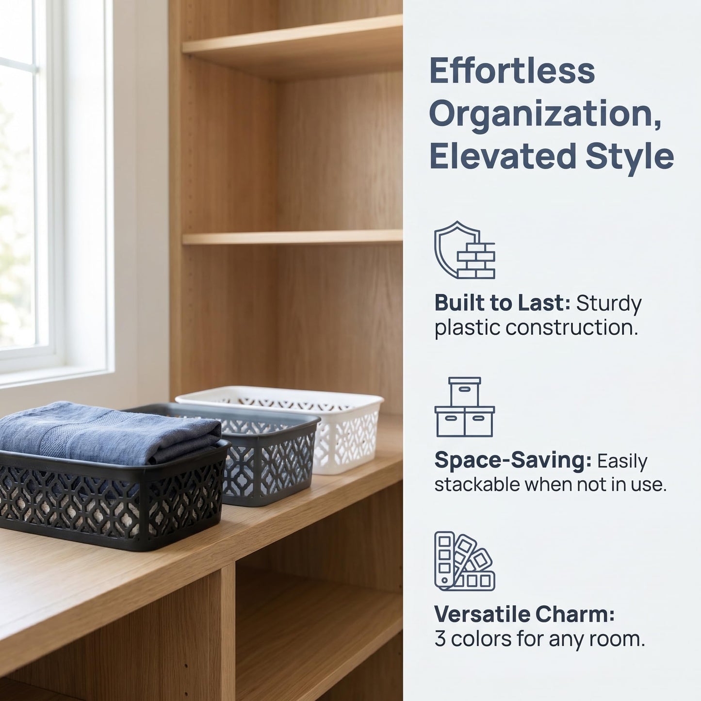 ZEAYEA 9 Pack Small Plastic Storage Basket, Classroom Organizer Baskets for Shelves Desk Drawer