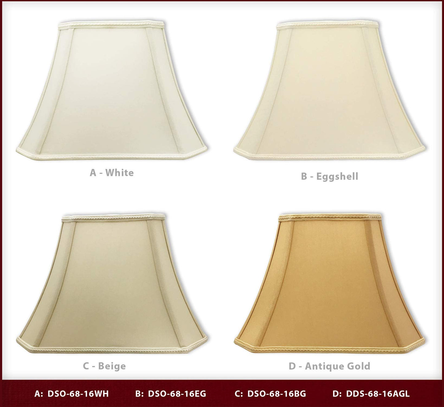 Royal Designs DSO-68-16BG Rectangle Bell Cut Corner Designer Lamp Shade-Beige-(6.25 x 8) x (11 x 16) x 12, 16