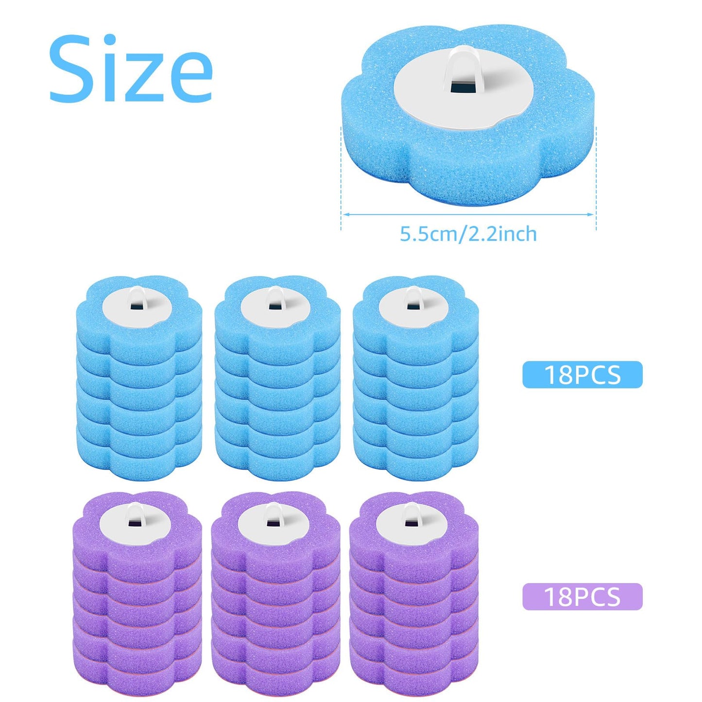 36PCS Toilet Brush Replacement Head Only Dis-posable Toilet Brush Refills Scented 360° Deep Cleaning Toilets Sponge Cleaner Refills Kit 3 Layer