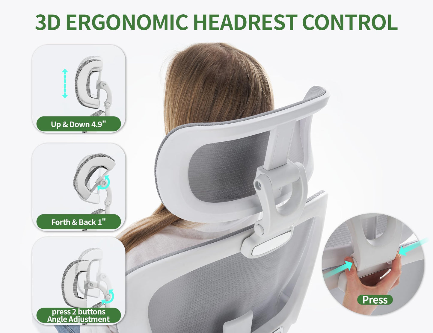 TRALT Ergonomic Office Chair - Home Office Desk Chairs - 400 LBS Mesh High-Back Computer Desk Chairs Comfy with Adjustable Lumbar Support Gaming