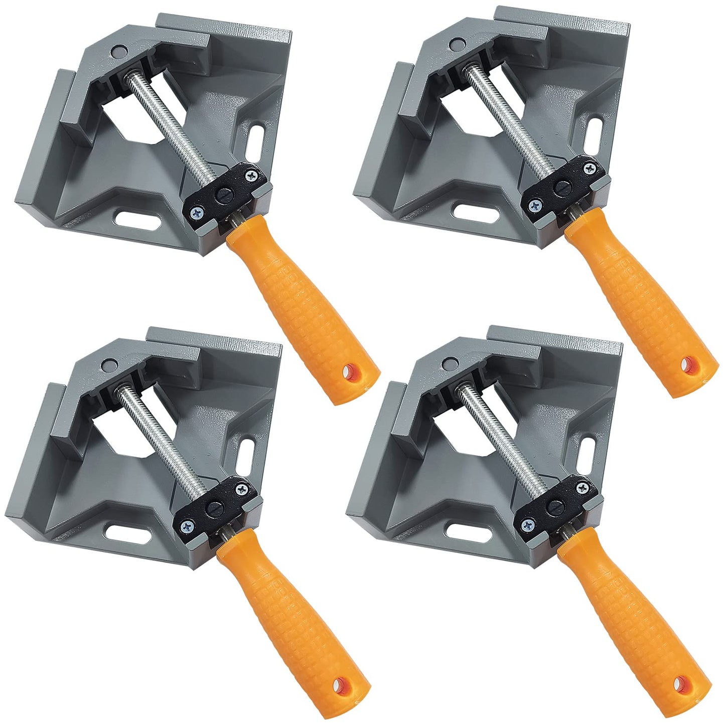 4 Pcs Right Angle Clamp, 90 Degree Corner Clamps for Woodwork, Single Handle Aluminium Alloy Vice with Adjustable Swing Jaw, Woodworking Clamps for