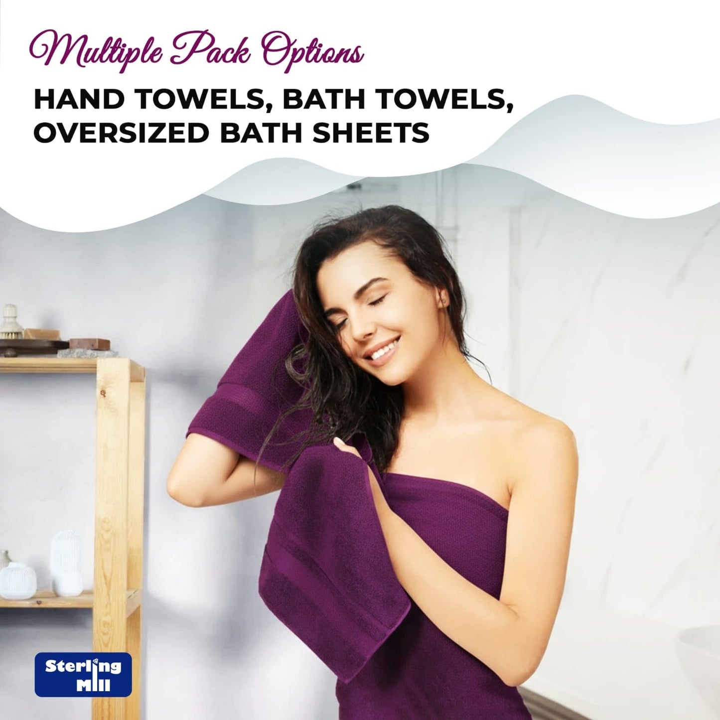 Sterling Mill 600 GSM Turkish Cotton Hand Towel 2-Pack – Aubergine