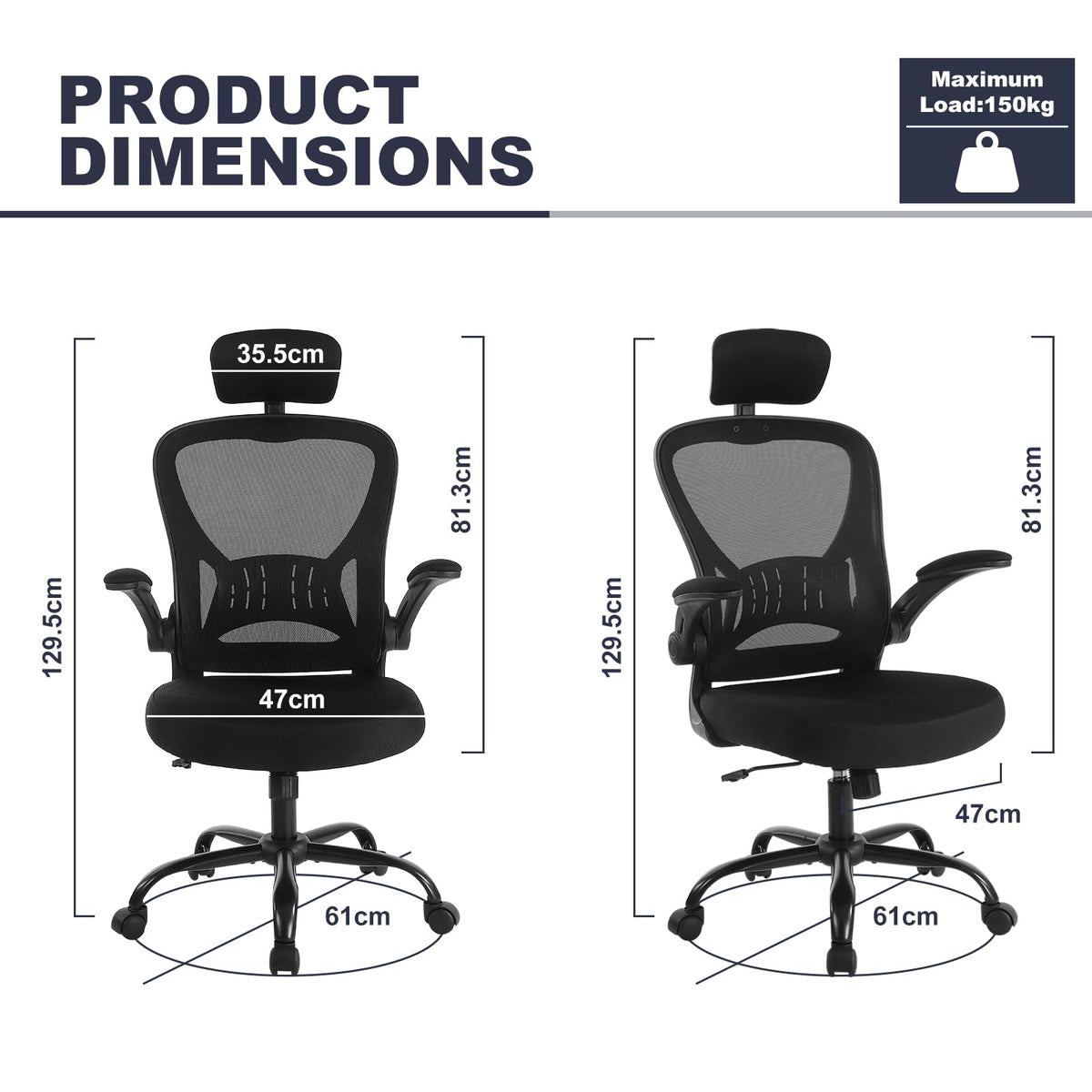 ralex-chair Office Chair, Ergonomic Mesh Adjustable Desk Chair, Black