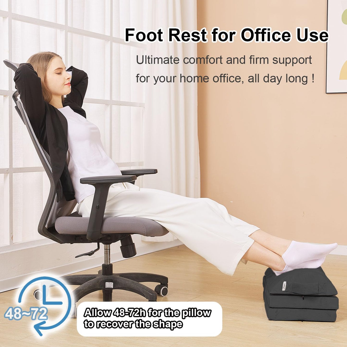 TokSay Under Desk Foot Rest, 3 Adjustable Heights, Foam Foot Stool (Black)