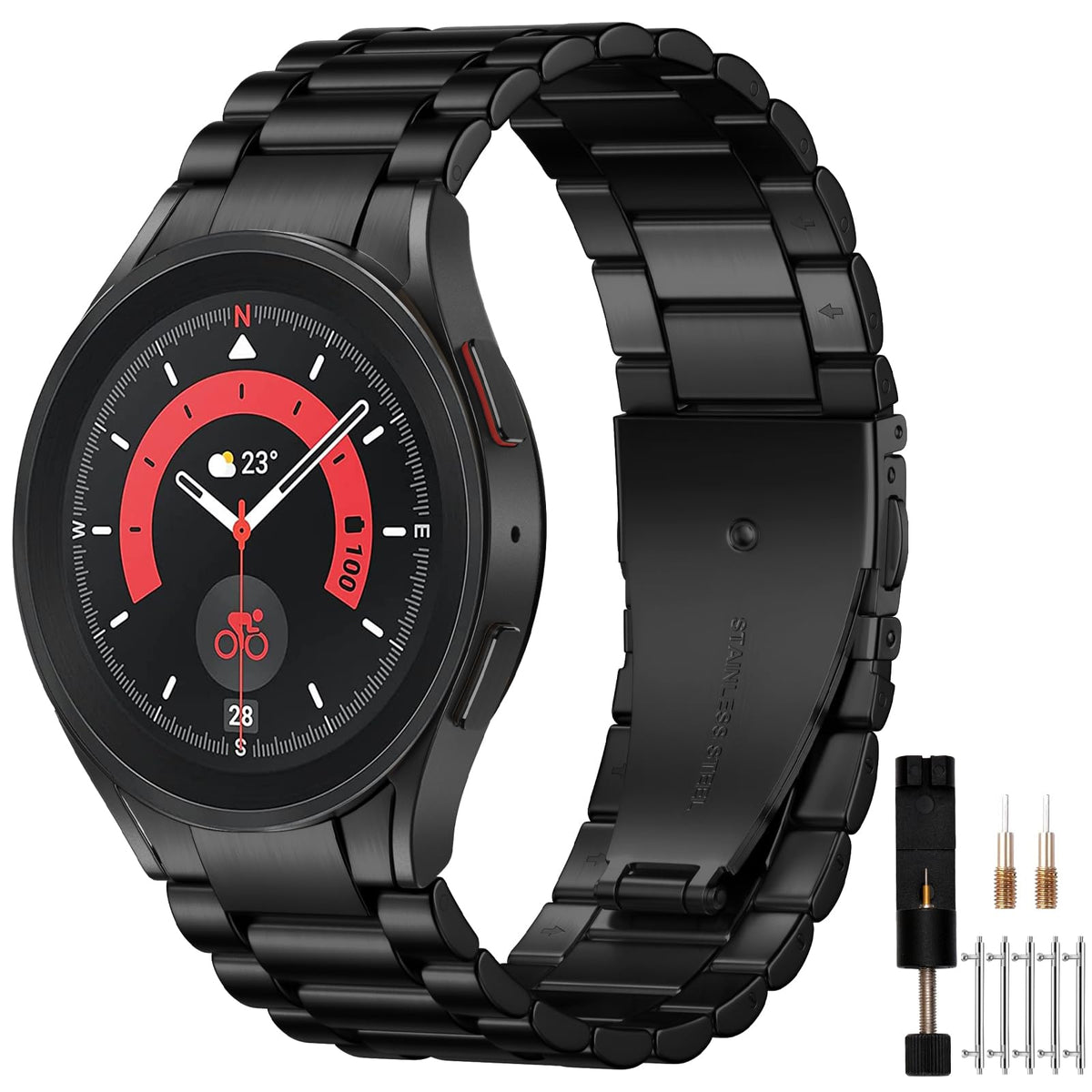 Mastten No Gap Compatible with Samsung Galaxy Watch 7 6 5 4 Strap 44mm 40mm, Stainless Steel Metal Watchband for Galaxy Watch 6 Classic Strap 47mm