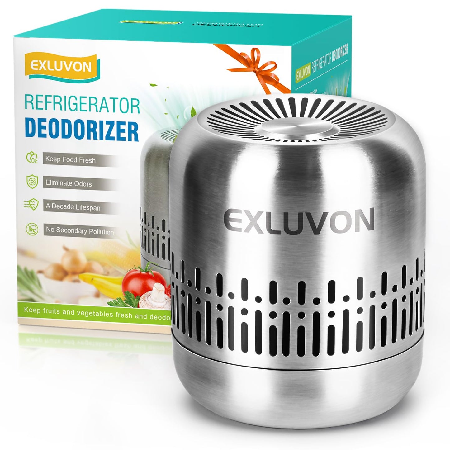 Exluvon Fridge Deodoriser,Lasts for 10 Years Refrigerator Deodoriser Air Purifier for Home Kitchen Gadgets, Fridge Freshener Odour Eliminator for