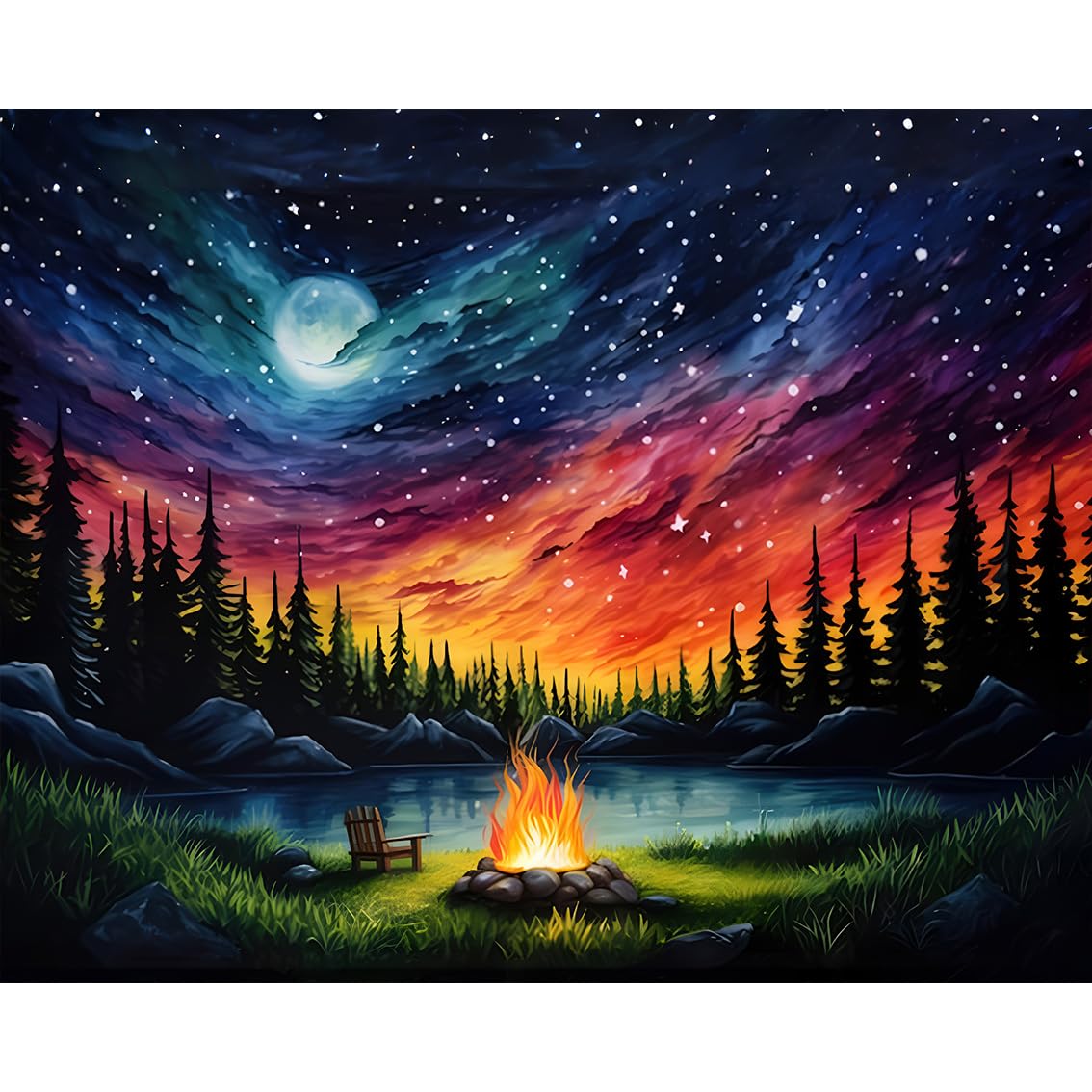 Viart Starry Sky Paint by Numbers for Adults-Forest Painting by Numbers for Adults,Landscape Paint by Number Kits for Home Wall Decor 16x20inch