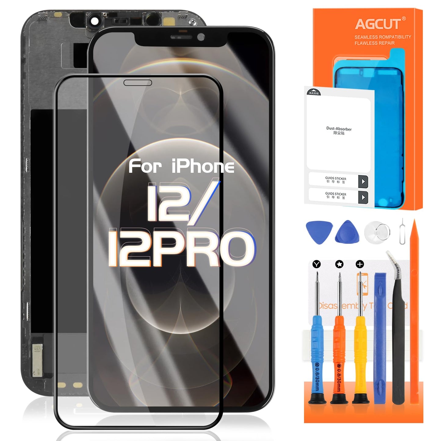 AGCUT LCD Display for iPhone 12/12 Pro Screen Replacement for iPhone 12 12Pro A2403 A2172 A2402 A2404 6.1" 3D Touch LCD Replacement Screen Digitizer