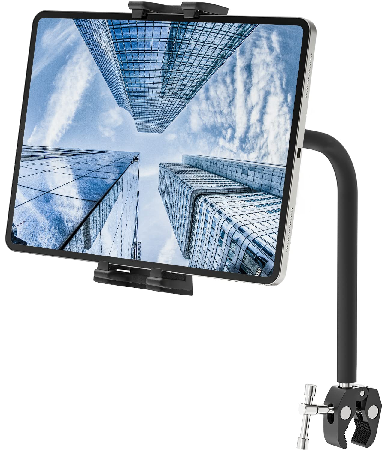 Tendak Exercise Bike Tablet Holder, Gooseneck Adjustable Treadmill Spin Bike Tablet Mount, Microphone Stand Tablet Holder Compatible with iPad Tablet