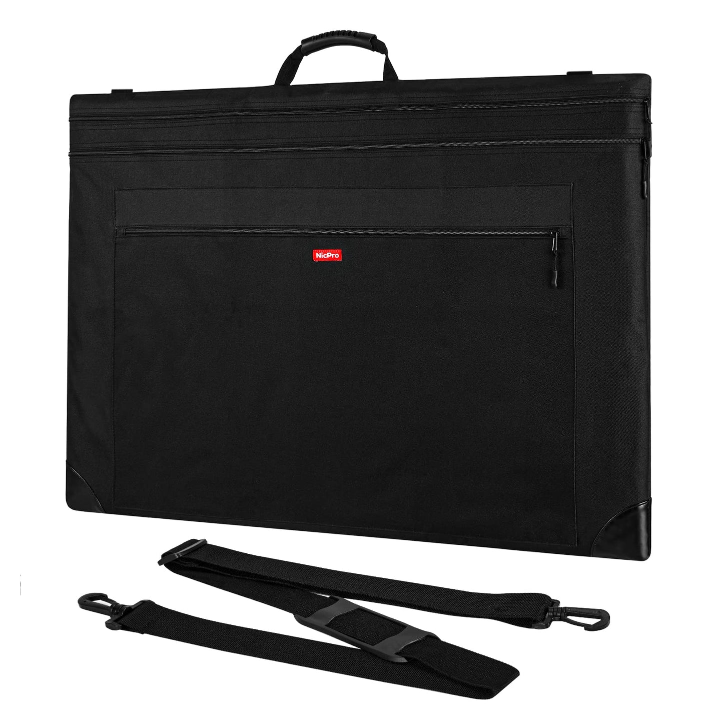 Nicpro Lightweight Art Portfolio Bag, 24 x 36 Inches, Black Canvas Drawing Board Bag with Removable Shoulder Strap, Drawing Bag for Artwork, Poster,