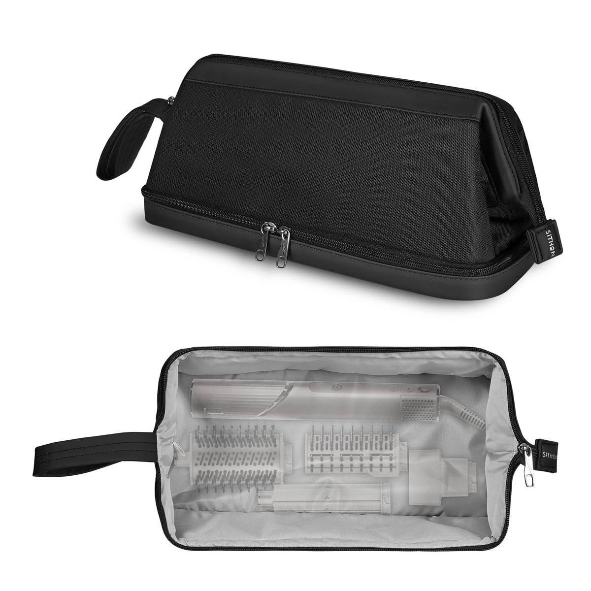 SITHON Double Layer Travel Carrying Case Compatible with Airwrap/Shark Speedstyle Flexstyle, Water Resistant Storage Organizer Bag w/Widely Opening