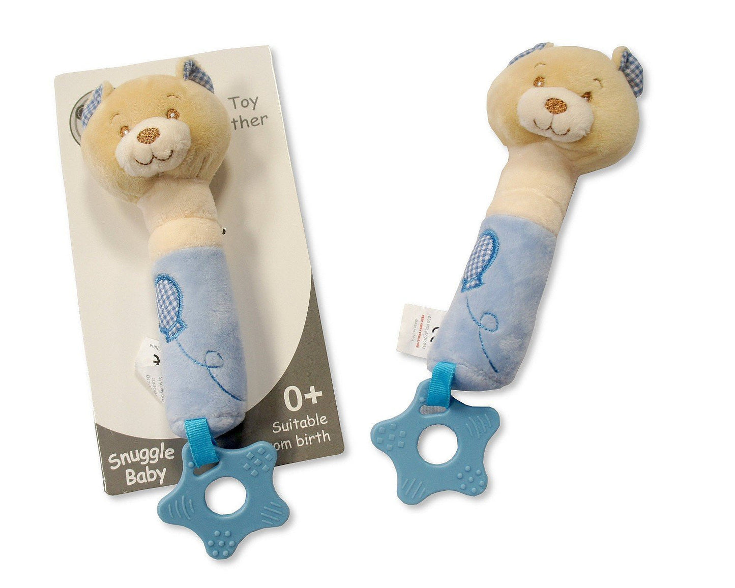 l Baby Teether Rattle Soft Toy Gift blue