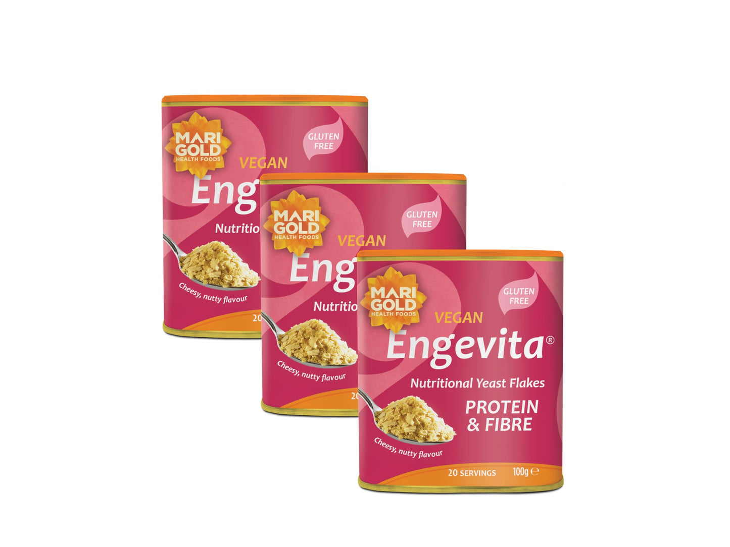 Marigold Engevita Nutritional Yeast Flakes with Protein & Fibre, 100g (Pack of 3) ? Vegan Cheese Alternative, Gluten Free