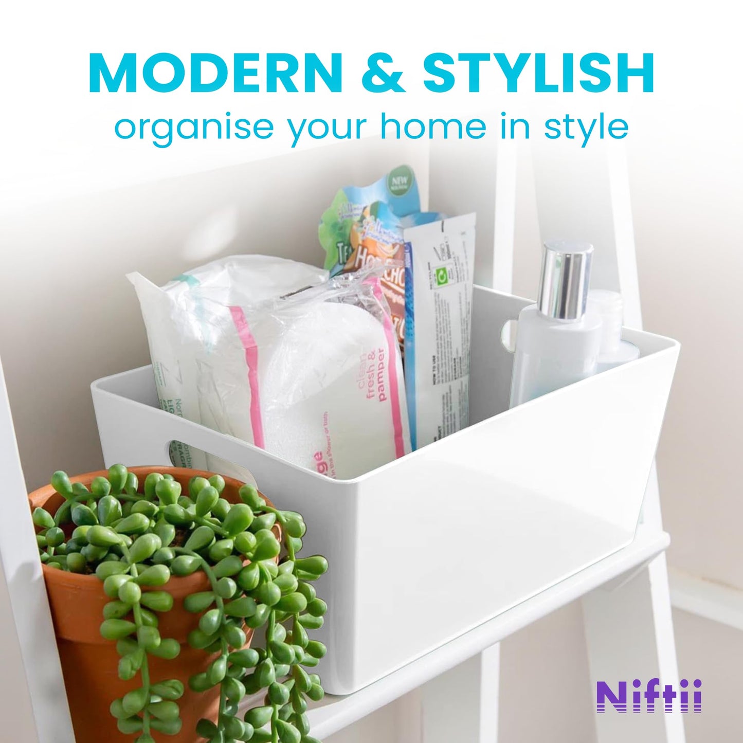 Niftii Storage Boxes | Kitchen Storage & Organisation Baskets 5-Pack 3.9L