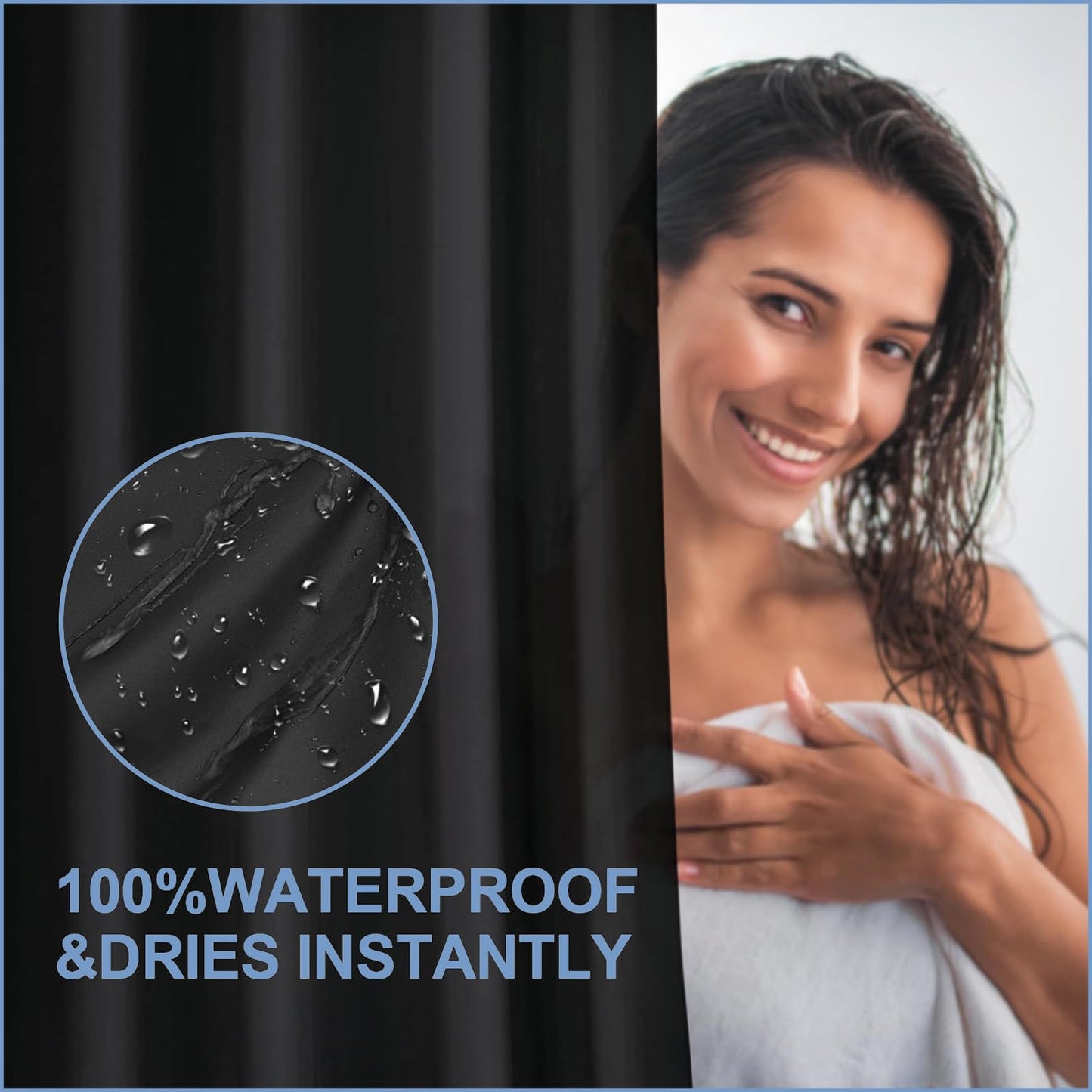 ECO Shower Curtain - Solid Semipink PEVA Waterproof Heavy Duty Bathroom Curtains with 3 Magnets, 12 Plastic Hooks - Quick-Drying & Washable