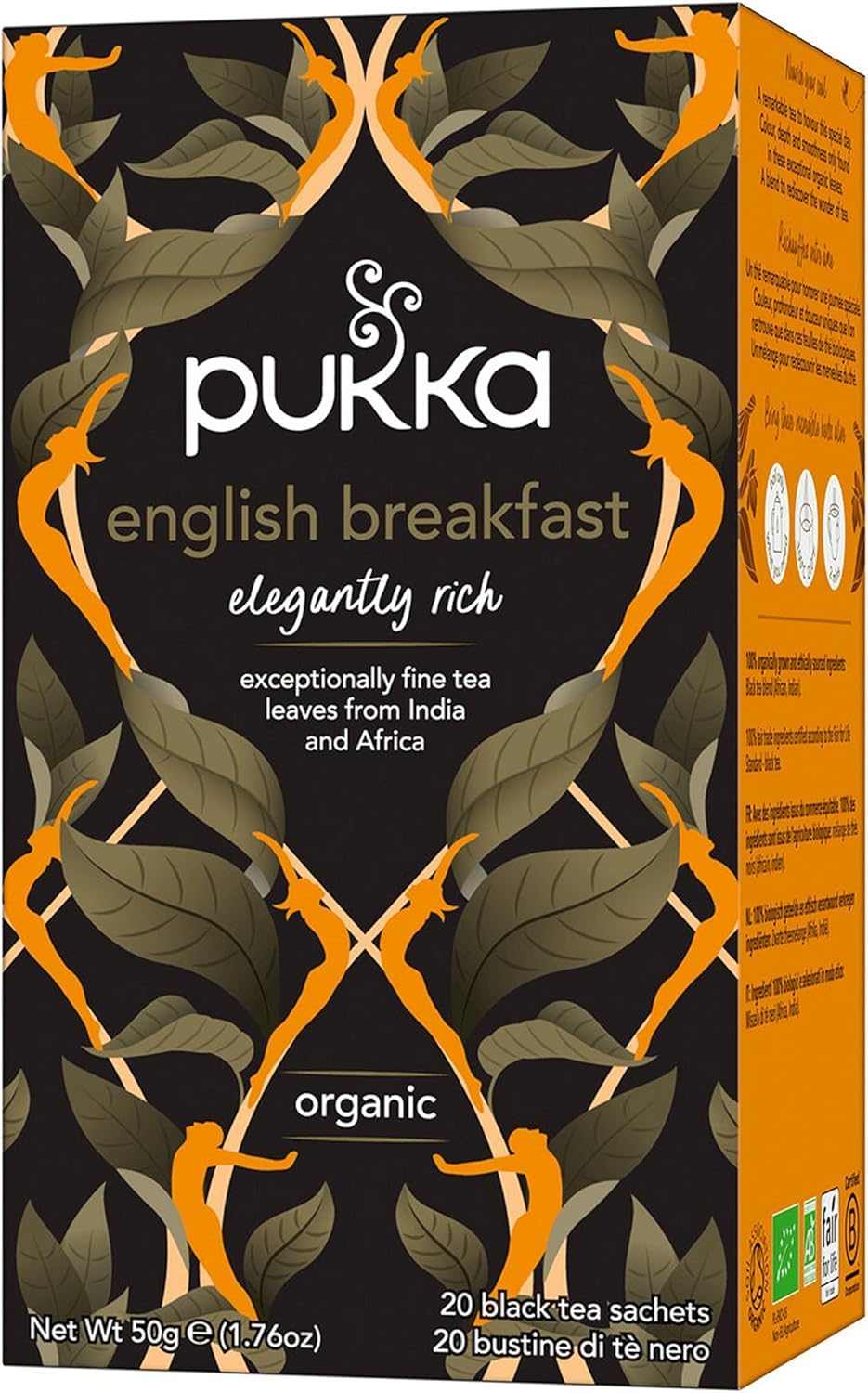 Pukka Herbs | Elegant English Breakfast Organic Tea Box | Black Tea | One Cup | Perfect For A Refreshing Uplift | 4 Packs | 80 Plant Based
