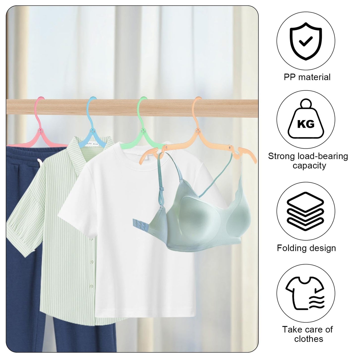 GOSHIES Travel Hangers Doldable 20 Pcs Folding Clothes Hangers 4 Colors Portable Plastic Clothes Coats Hangers for Travel Cruise Camping