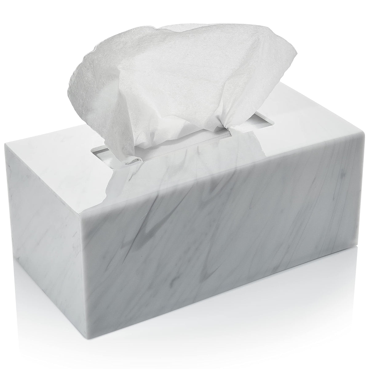 Acrylic Tissue Box Holder, Rectangle Dispenser for Facial Tissues, Napkins, and Dryer Sheets. Perfect for Bathrooms, Desks, Countertops, Vanities,
