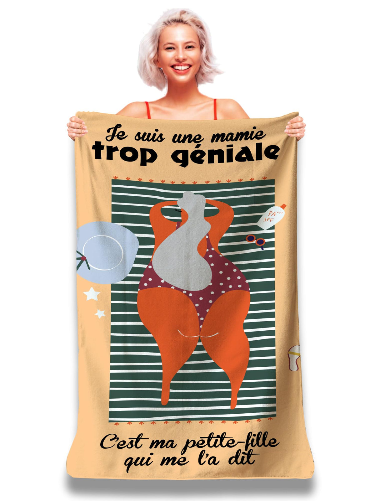 Zinello Design Personalised Microfibre Beach Towel with Humorous Message - Beach Towel 160 x 80 cm - Ultra Absorbent, Quick Dry, Lightweight and