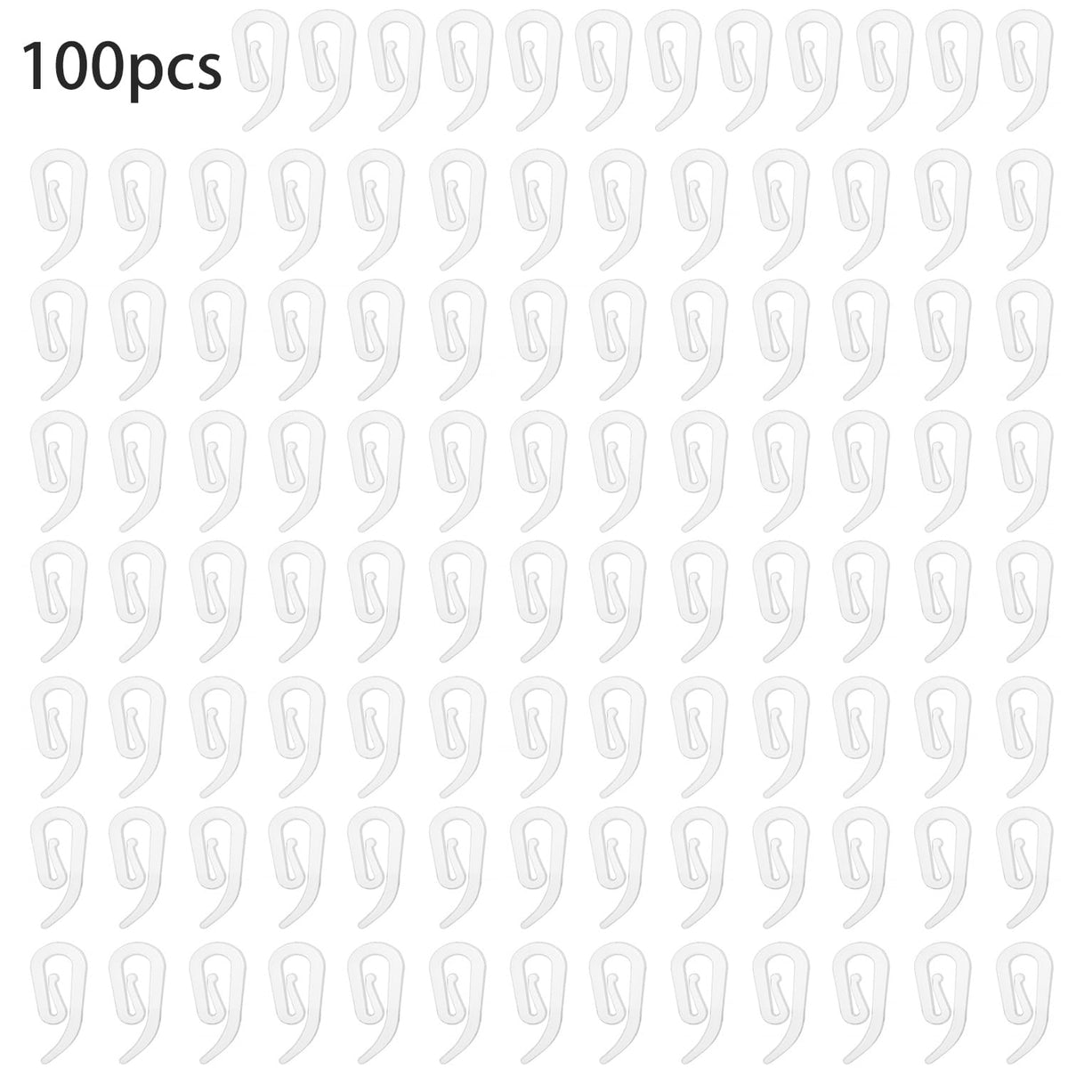 Curtain Hooks Plastic White Pack of 100, 2.8x1.2cm, Premium Drapery Hooks for Windows, Doors and Shower Curtains Fits Most of Curtains