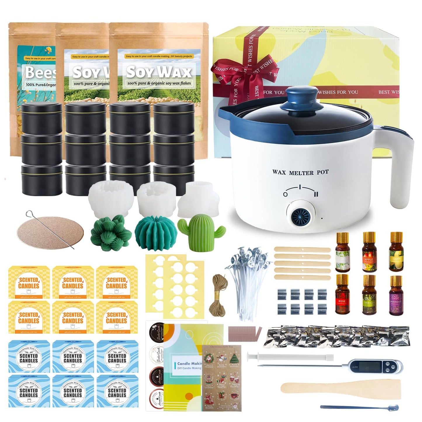 LINGQIAN Candle Making Kit for Adults - 2lb Soy Wax, DIY Maker Kit With Molds for Beeswax 1lb, Make Your Own Scented Candles at Home