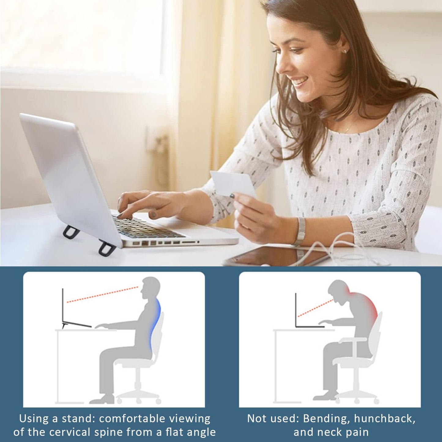ZEACCT 4-Pack Portable Keyboard Riser, Self-Adhesive Mini Laptop Stand, Foldable & Invisible Adjustable Support for Desk or Laptop (Black)