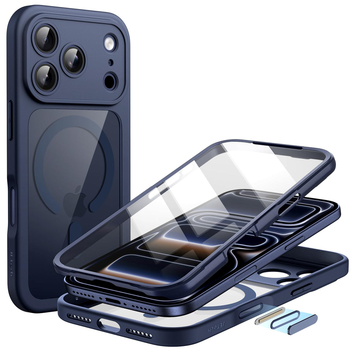 JETech Case for iPhone 17 Pro Max 6.9-Inch with Built-in Tempered Glass Screen Protector and Camera Control Button, Compatible with MagSafe, 360
