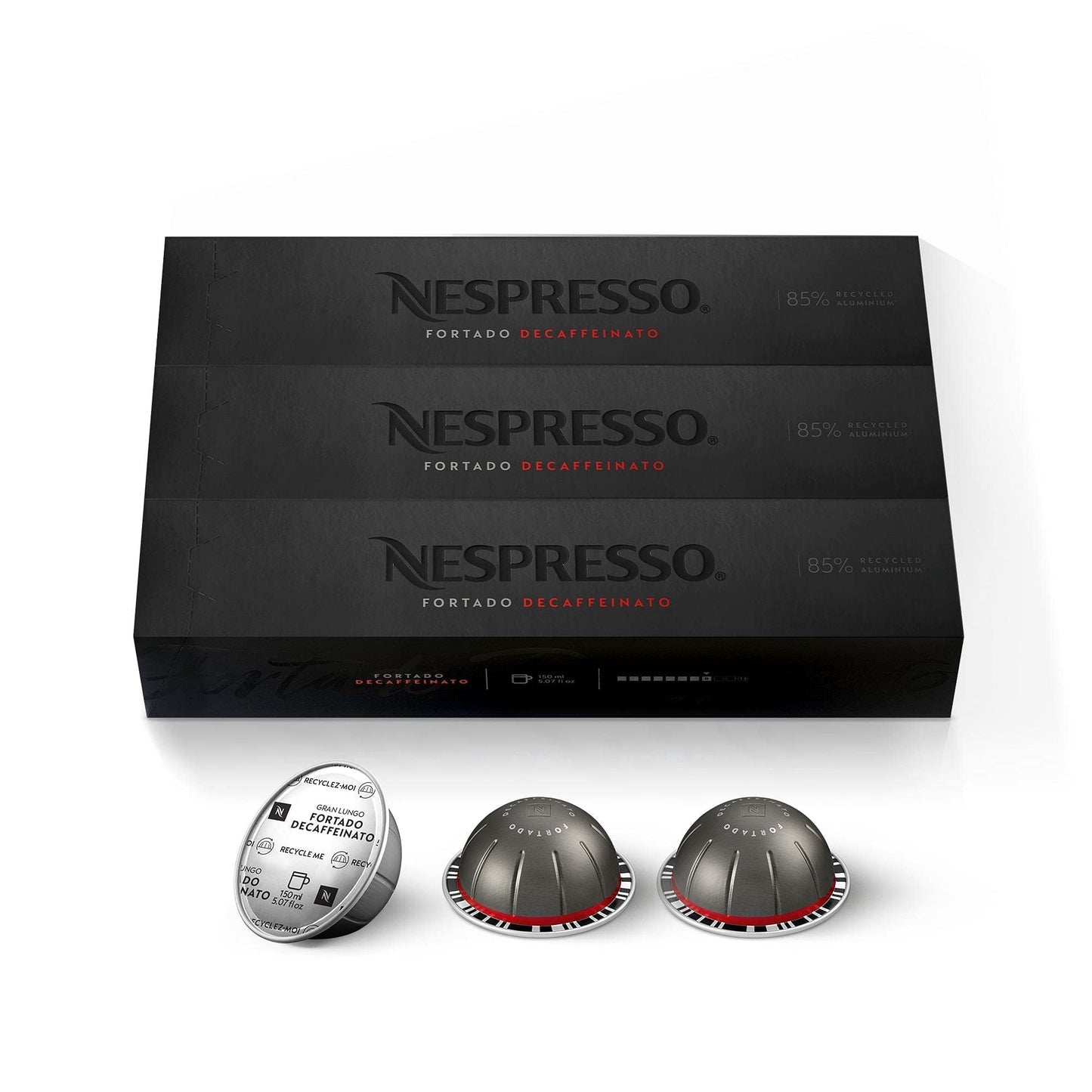 Nespresso Capsules Vertuo, Fortado Decaffeinato, Gran Lungo, 30-Count Coffee Pods, Brews 5.0 oz