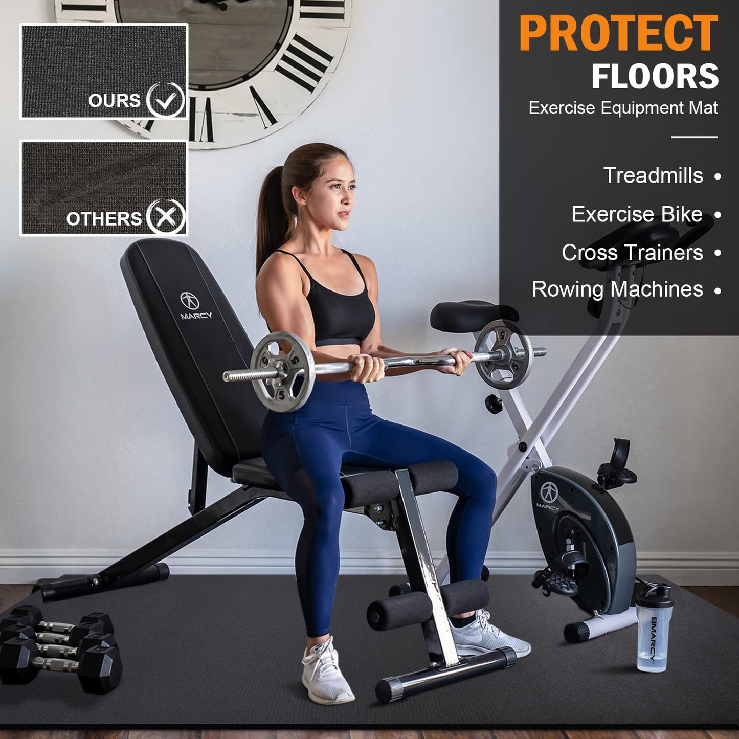 Large Exercise Mat Fitness Mat for Home Gym Thick 183x123x0.7cm innhom Workout Mat for Fitness, Floor Exercises, HIIT, Cardio, gym work, Equipment