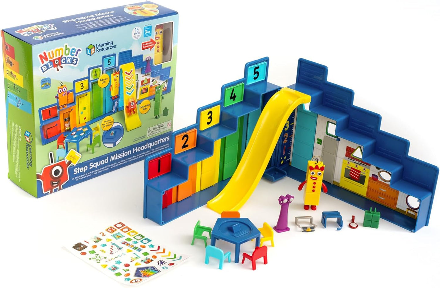 Learning Resources Numberblocks Step Headquarters, Used- acceptable, has stickers on it + missing briefcase, head set, disguise, open, scruffy box