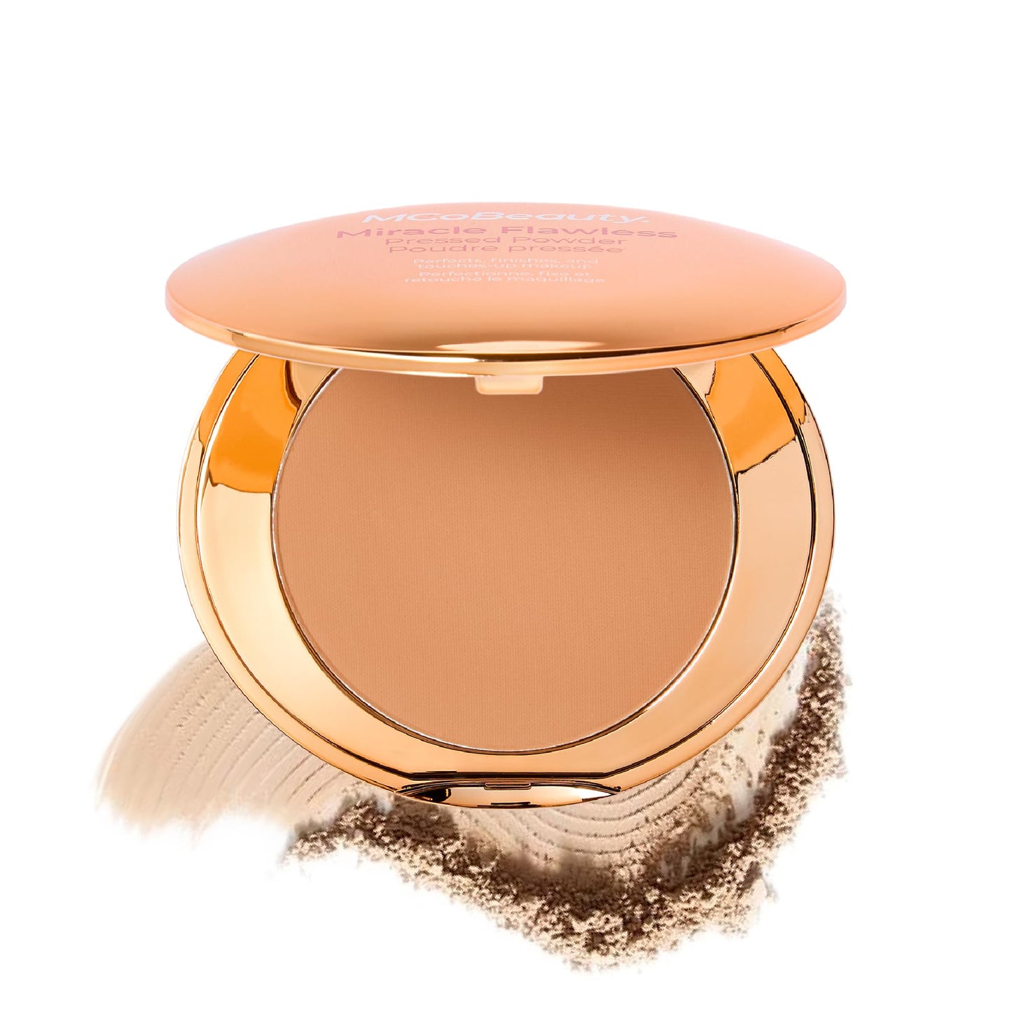 MCoBeauty - Miracle Flawless Pressed Powder - 3 Medium Warm Shade - Compact Powder with Rose Flower Extract and Sweet Almond Oil - Helps Finish and