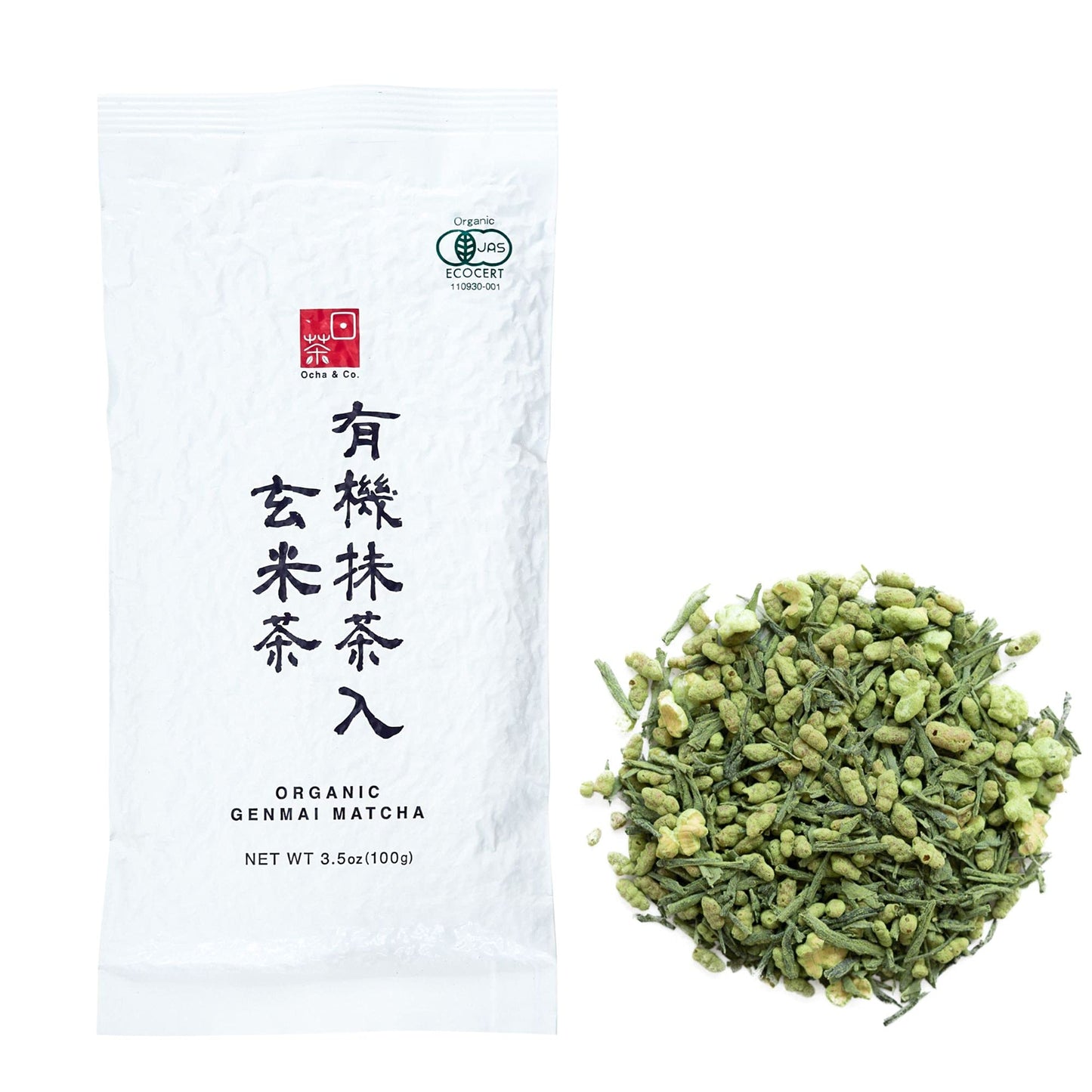 Ocha & Co. Organic Genmaicha Green Tea with Roasted Brown Rice - JAS Certified - Premium Japanese Genmai Matcha Loose Leafs & Brown Rice Blend,