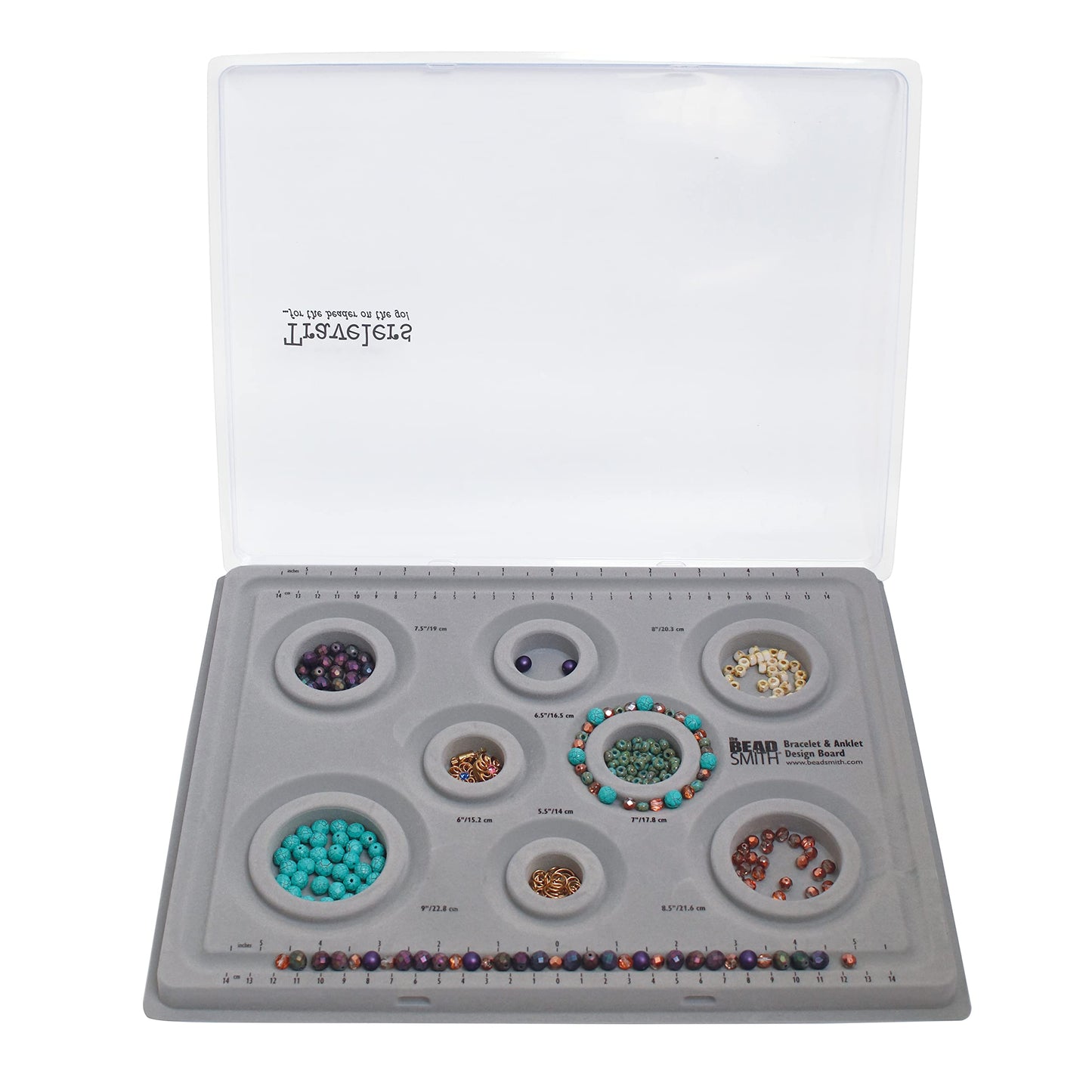 The Beadsmith Elements Bracelet & Anklet Design Bead Board ? 10.75 x 13.75 Inches ? Removable Transparent Cover ? Flocked Surface, Multiple Channels &