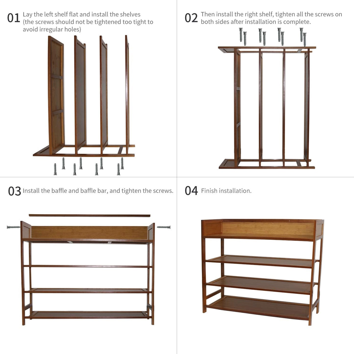 SOBIBO 4 Tier Shoe Rack Organizer, 4 Tire Bamboo Shoe shelf Storage Organizer, For Entryway, Hallway, and Closet 80CM (Brown)