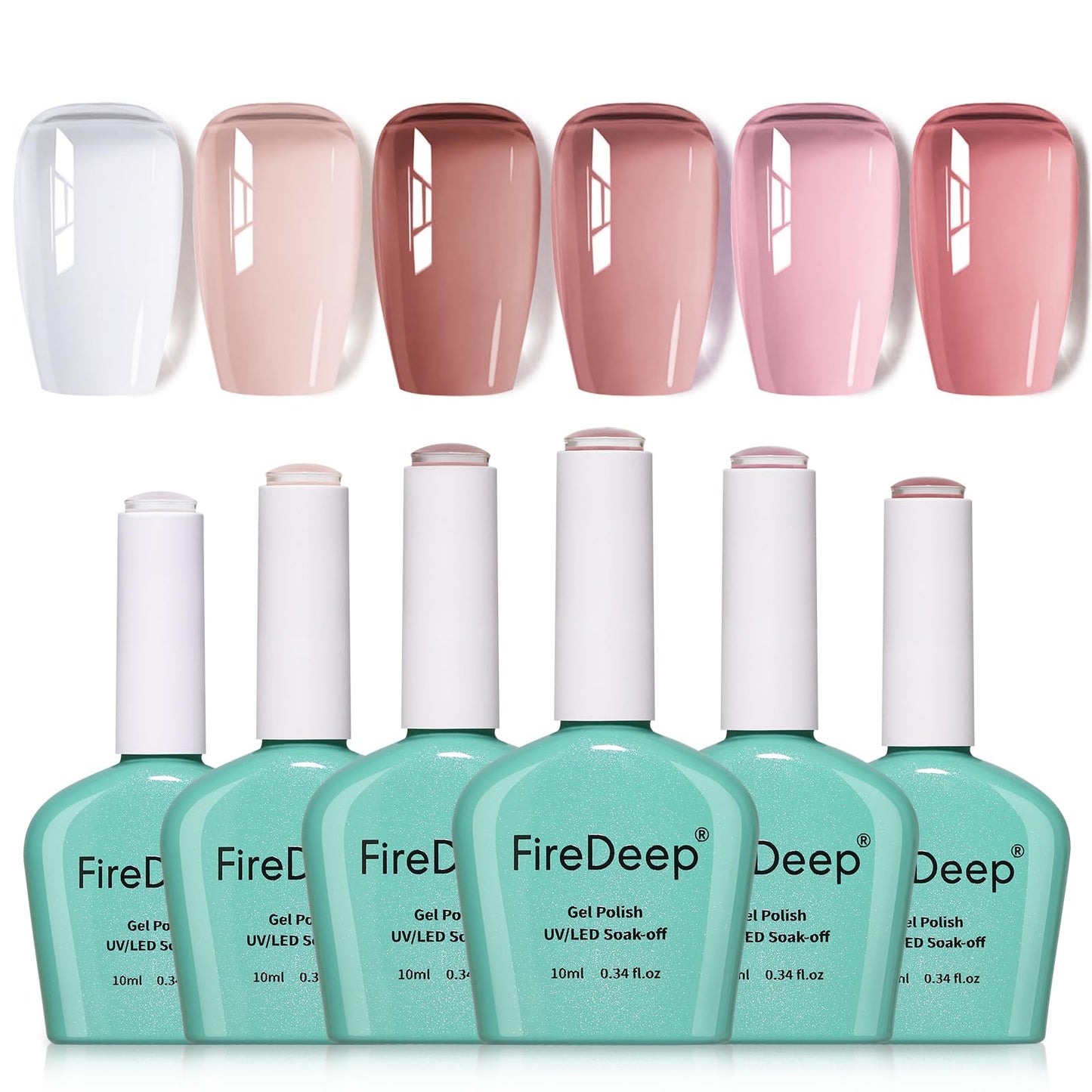 Firedeep 6 Colors Transparent Jelly Gel Polish Set, Sheer Nude Milky White Pink Hema Free Soak Off UV Light Cure Gel Polish Kit for Nail Art DIY at