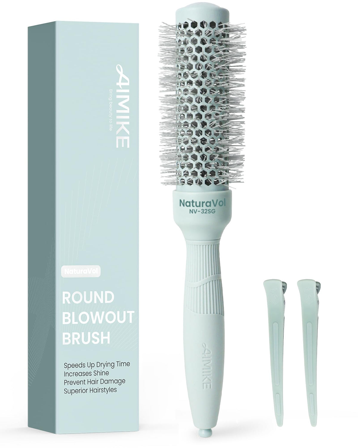 AIMIKE Round Hair Brush, Small Round Brush w/Nano Thermal Ceramic & Ionic Tech, Blow Dry Hair Brush for Salon-like Styling at Home, Maximum Volume and