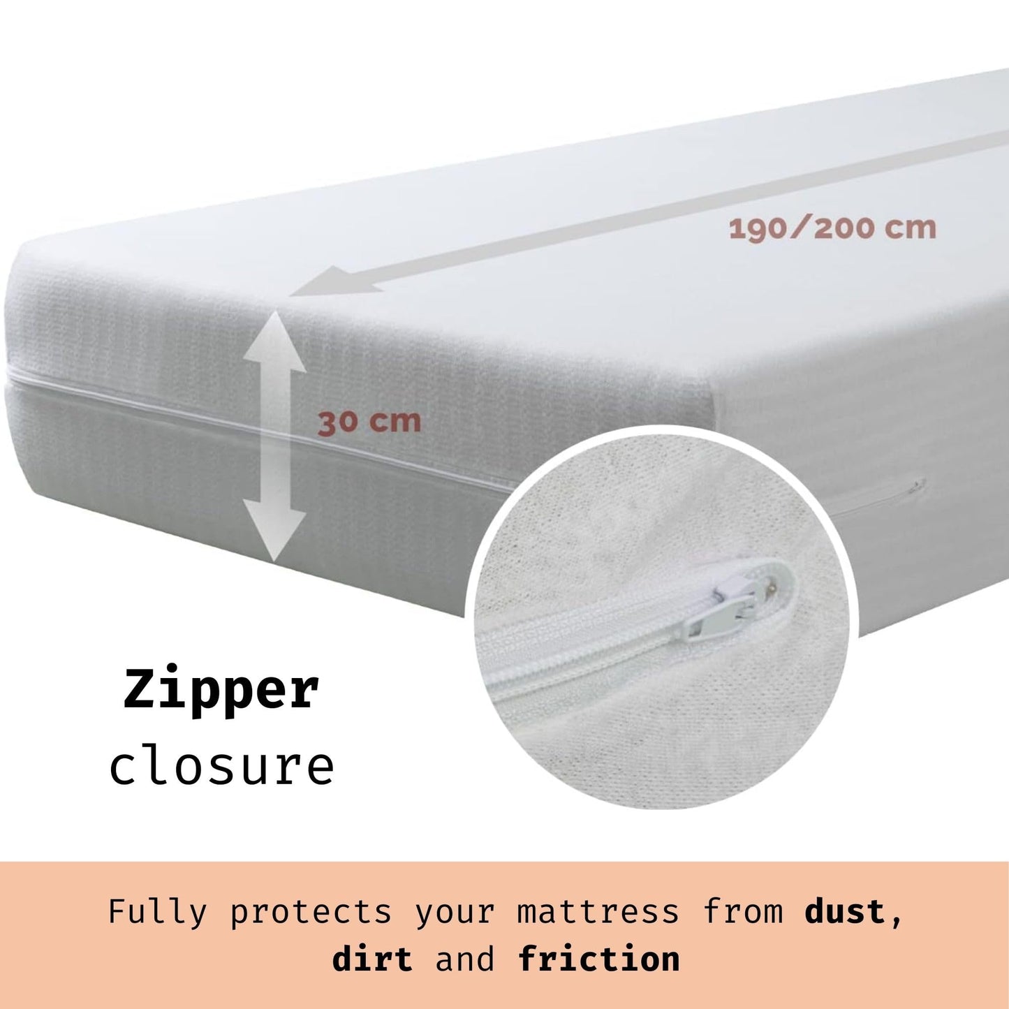 Tural Mattress Encasement 180x190/200cm Super King Size Extra Elastic Resistant Zipped