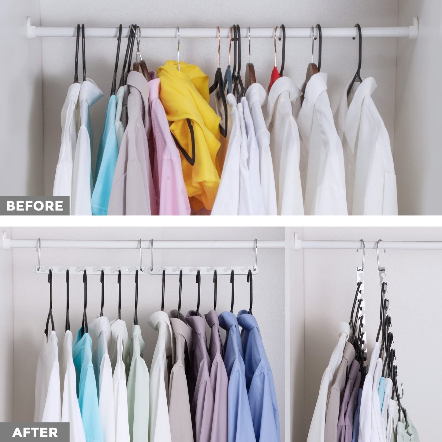 HOUSE DAY 4 Pack Metal Magic Hangers Space Saving Hangers Closet Space Saving Wardrobe Clothing Hanger Oragnizer, Updated Hook Design