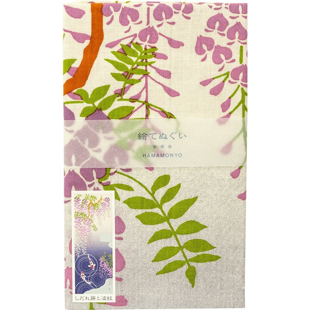 Hamamonyo Nassen Tenugui Towel Carp and Wisteria