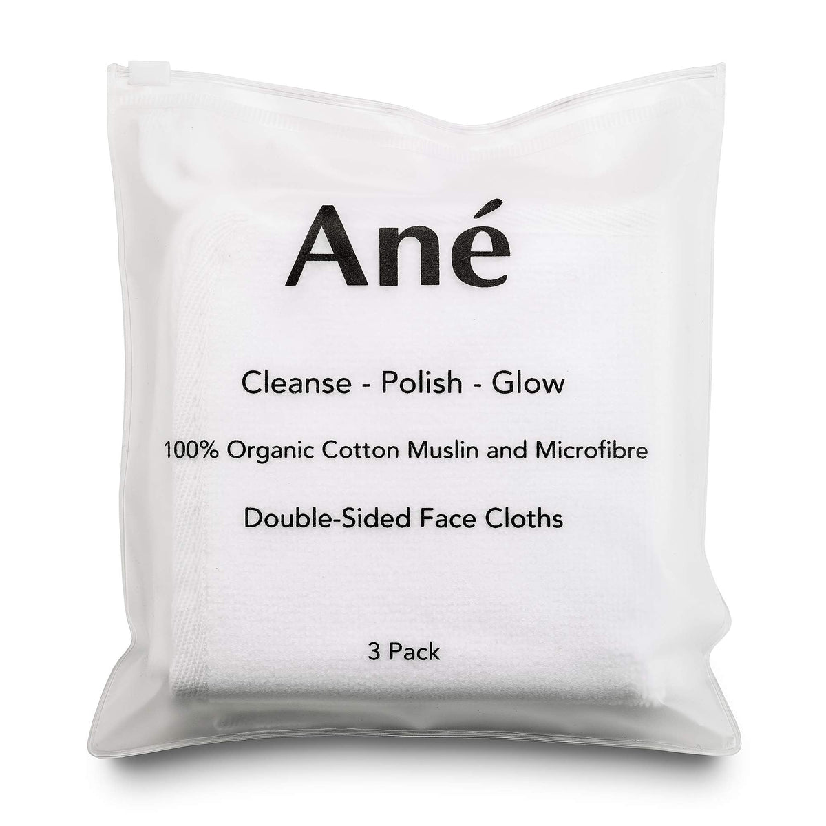 An? Makeup Remover 3 Double Sided Organic Cotton Muslin and Microfibre Cleansing and Exfoliating Flannel Face Cloth for Gentle Face Exfoliation