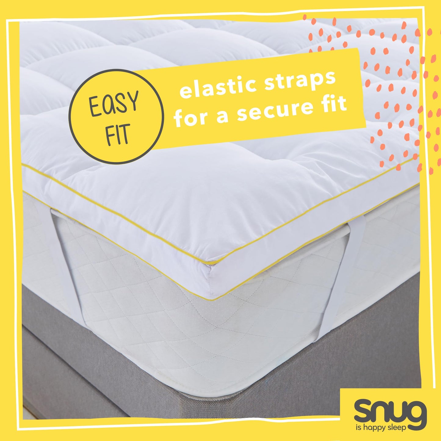 Snug Deeply Dreamy Mattress Topper Single Bed - 10cm 4 Inch Extra Thick Mattress Enhancer with Elasticated Straps Quilted Comfortable Super Soft -