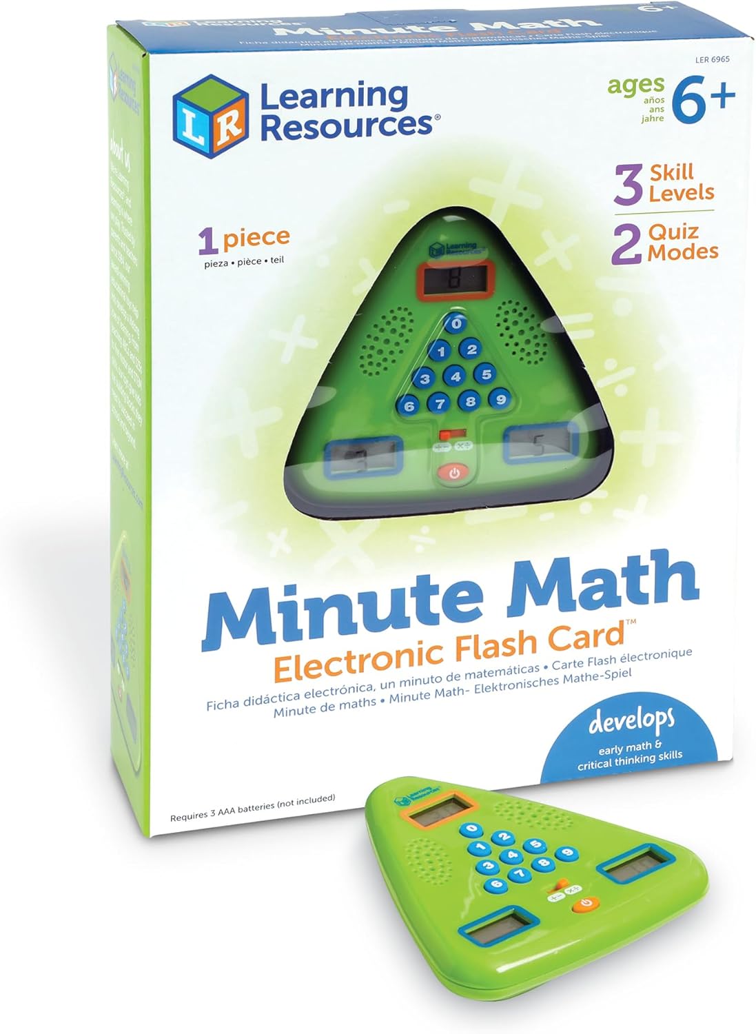 Learning Resources Minute Math Electronic Flash Card, Used very good. But open scruffy box.
