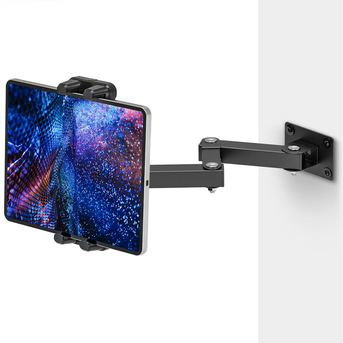 JUBORUI Tablet Wall Mount, iPad Wall Mount with Aluminum Alloy Long Arm, iPad Wall Holder for Business and Home, Tablet Wall Bracket Compatible with