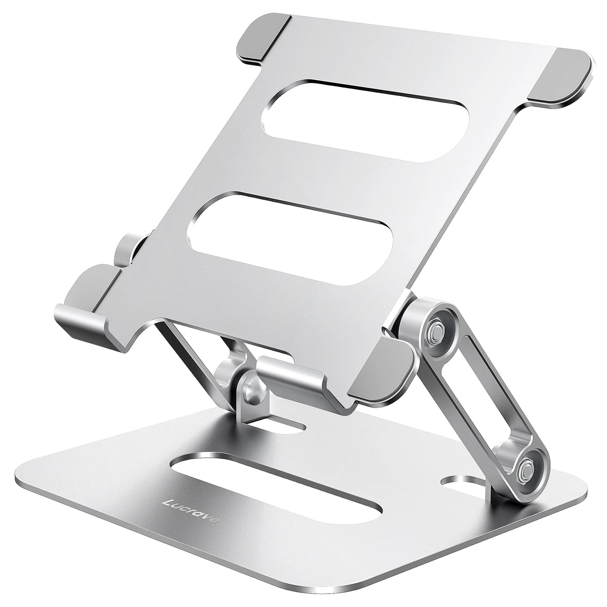 Lucrave Tablet Stand Holder for Desk, Adjustable Foldable Aluminum Desktop Stand Compatible with Tablet Such as iPad Pro 9.7, 10.5, 12.9 Air Mini 4 3