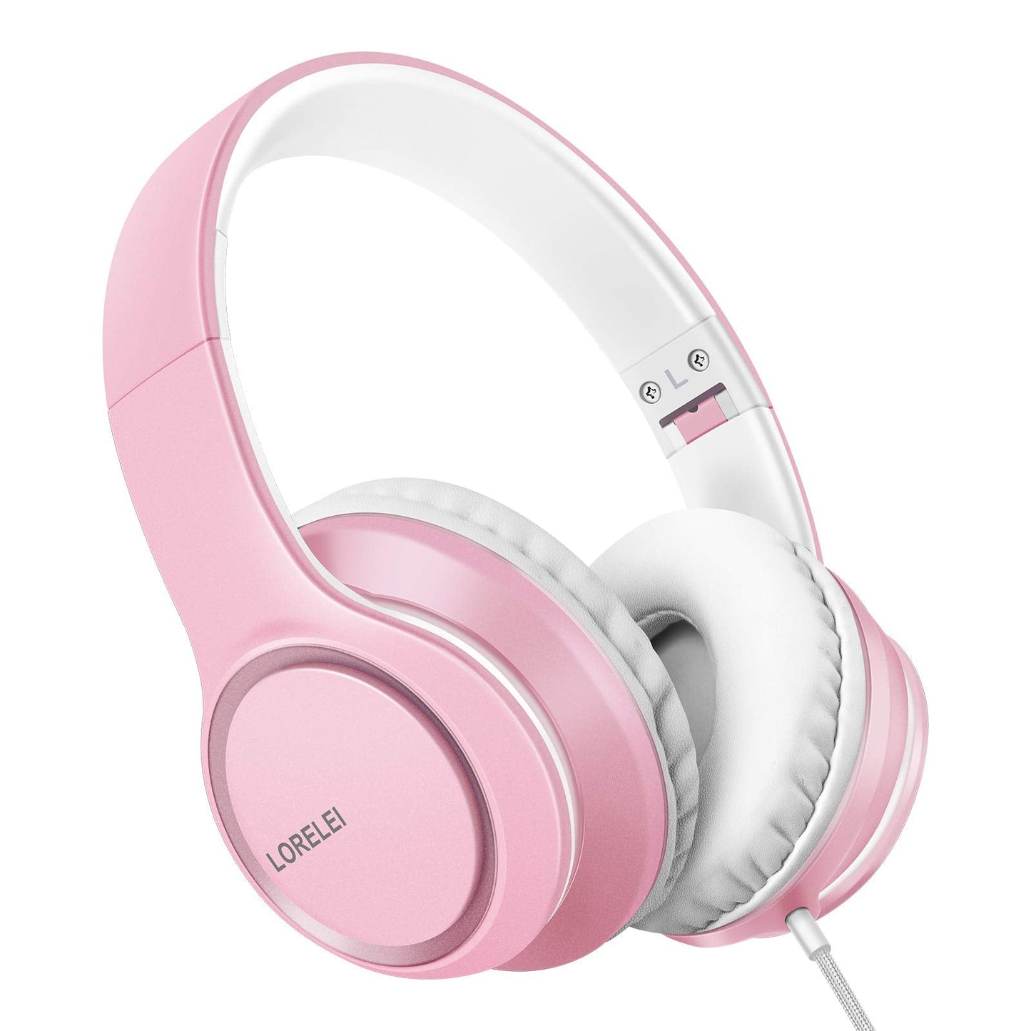 LORELEI X8 Over-Ear Wired Headphones with Microphone with 1.45m-Tangle-Free Nylon Line&3.5mm Plug,Lightweight Foldable & Portable Headphones for